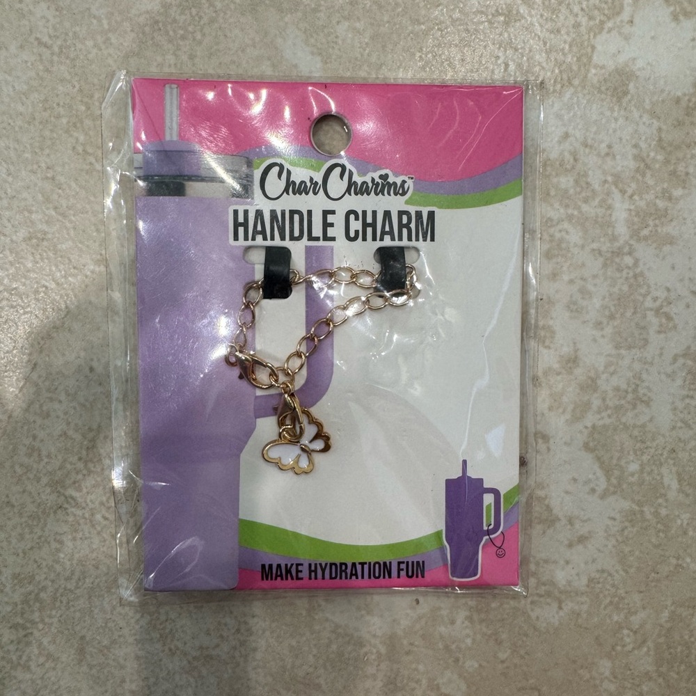 Char Charms Handle Charm Accessories Butterfly Gold & White